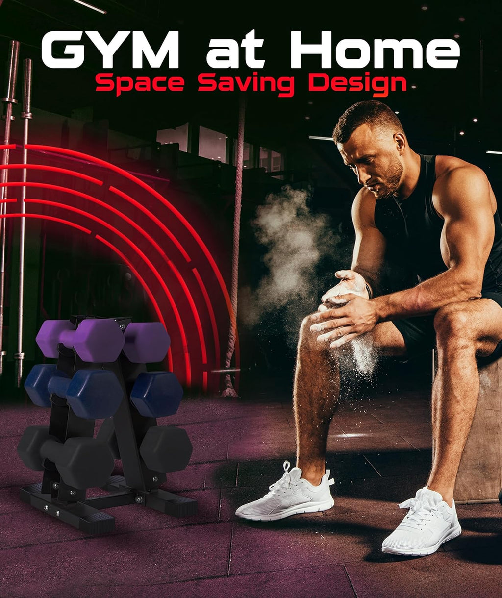 Neoprene Dumbbells Weight Storage Rack - 2.0 MM Thick Steel Weight Organizer - Ideal Choice for Home Gym - Easy to Assemble and Store