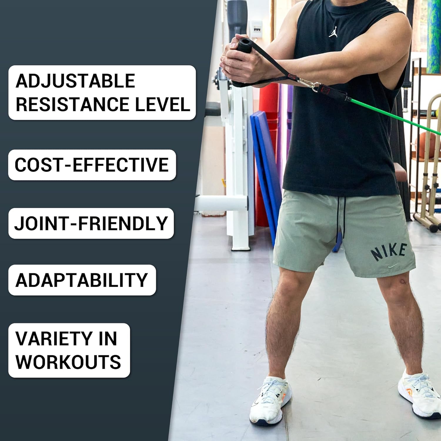 Resistance Bands with Handles - Designed for American Body Types, Exercise Workout Tubes for Men, Women, Includes Large Handles, Ankle Straps, Door Anchor, Fitness Levels